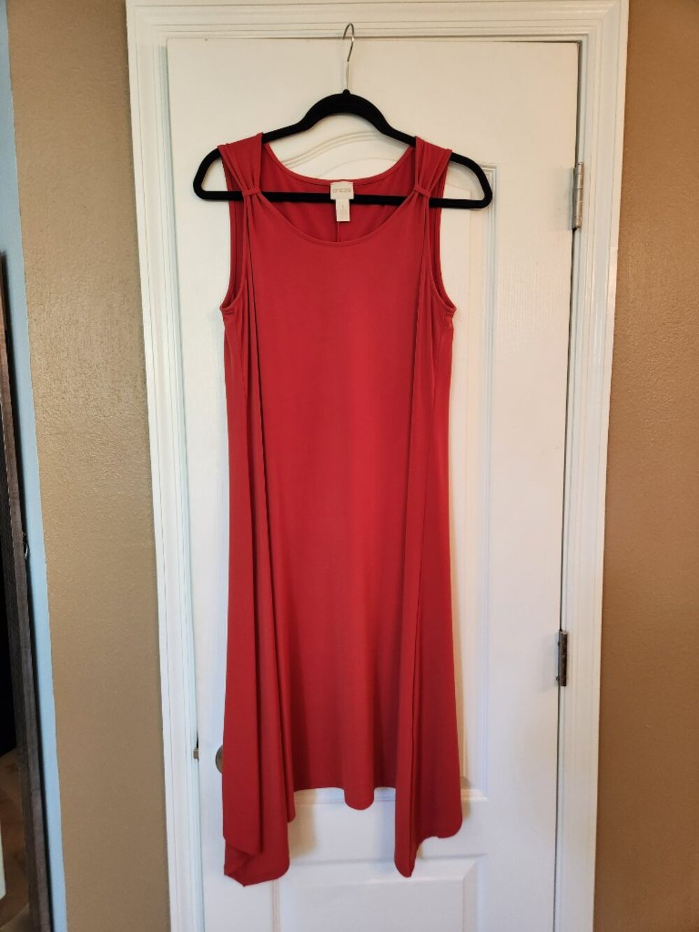 Chico's Sleeveless Midi Dress Handkerchief Hem Orange Size 1 Medium
